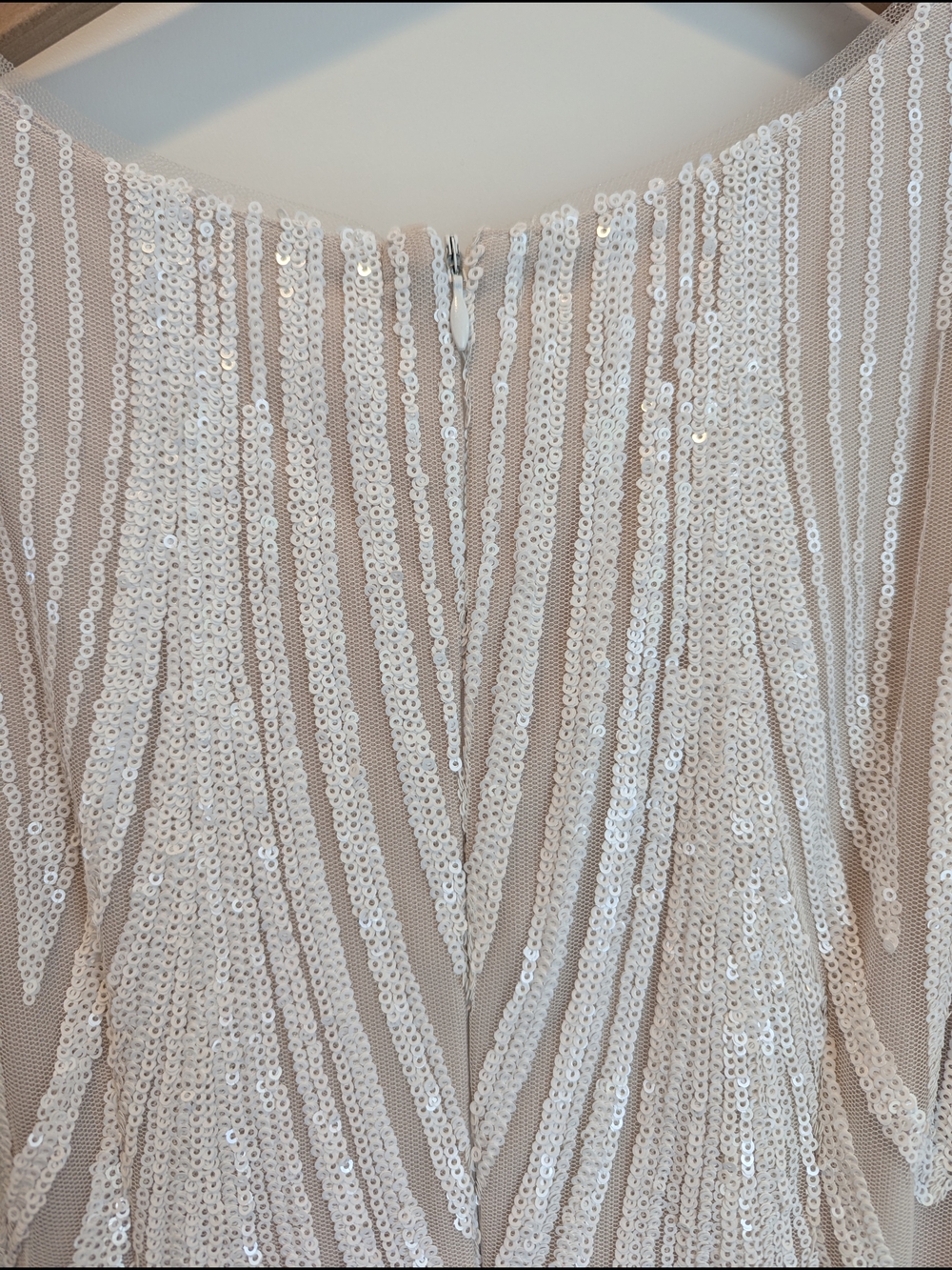 Lulus Wedding Dress Sequen Plunge Neck Splendorous Love Size XS Vintage Inspired - Picture 9 of 12
